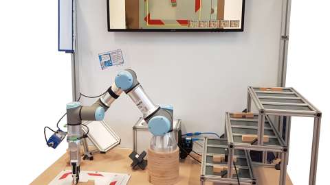 KI gesteuerter kollaborierender Roboter bei der Arbeit am Beispiel einer Pick‘n’Place Anwendung mit Bauteilidentifizierung und Lagermanagement