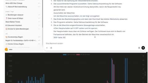 Das Bild zeigt die Oberflächen des Green Prompting Demonstrators, ein Chatfenster von Open Web UI sowie das Dashboard für die Verbrauchsmessungen