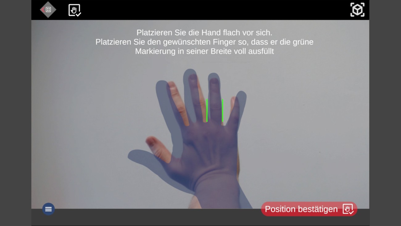 Anfängliche Kalibrierung der Handposition