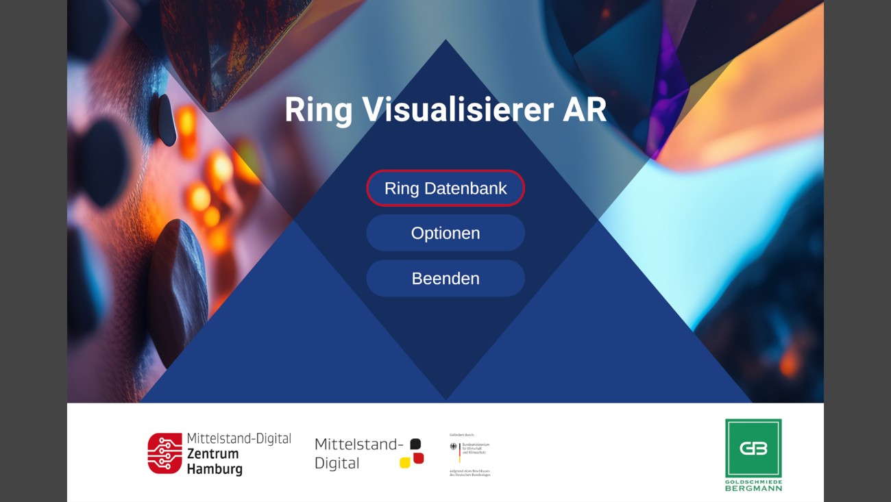 Startmenü der Anwendung