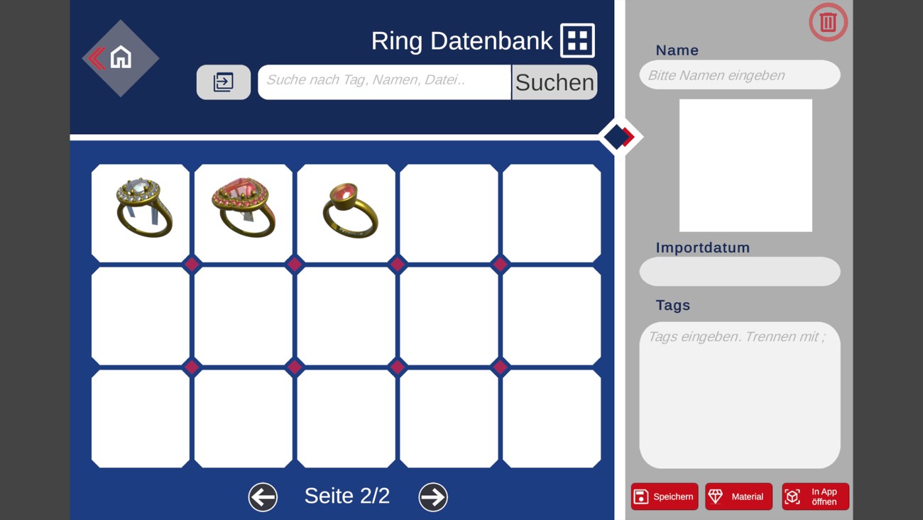 Ansicht der Ringdatenbank