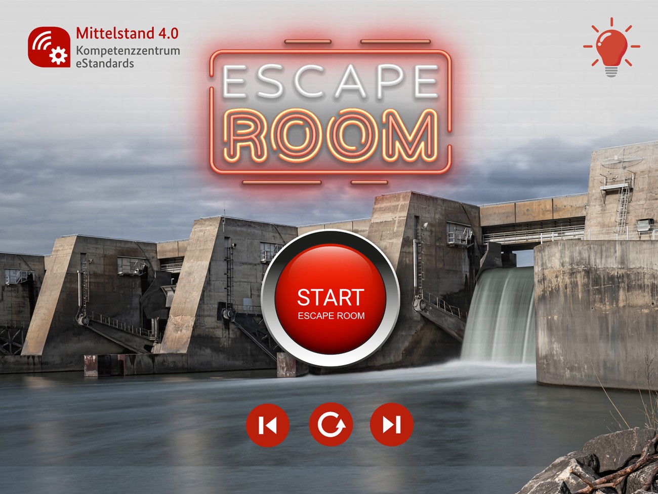 Startschirm des mobilen Business Escape Rooms